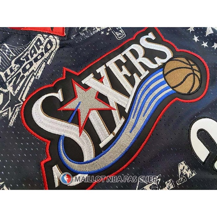 Maillot Philadelphia 76ers Allen Iverson NO 3 Mitchell & Ness 1997-98 Tattoo Noir